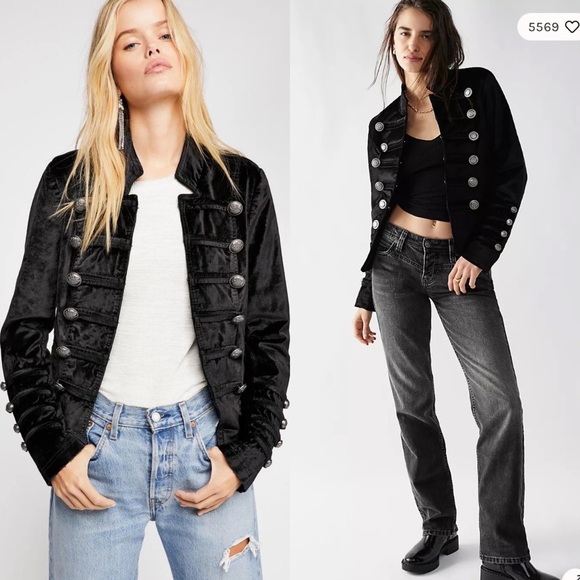 Free People Jackets & Blazers - 𝅺🆕 NEW FREE PEOPLE SZ XS Velvet Military Jacket